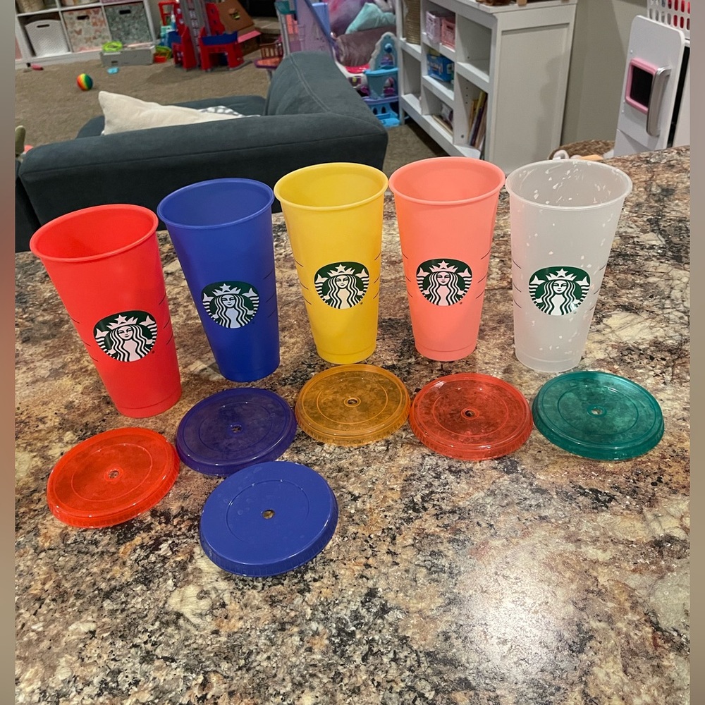 Starbucks re-usable Cups - 6 different colors - Great Shape!